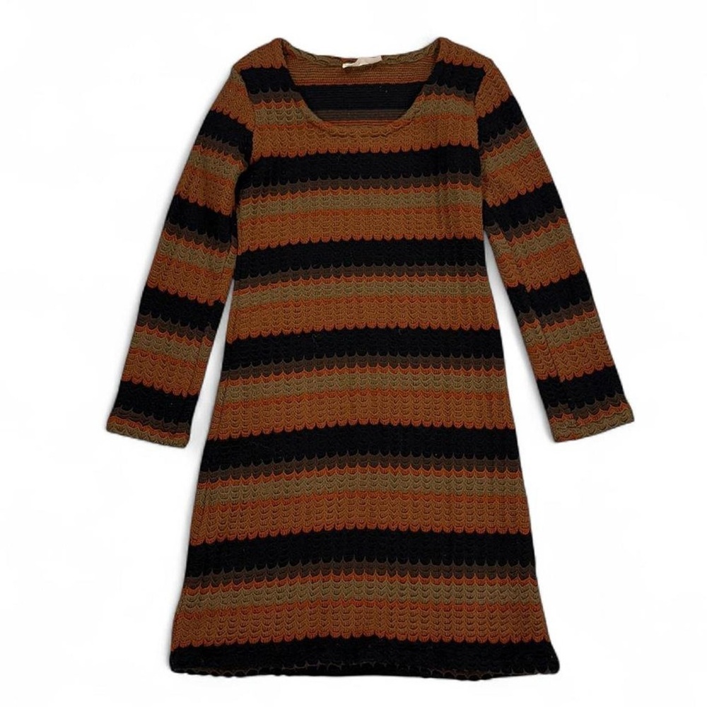 Hadmade scallop stitch sweater midi dress